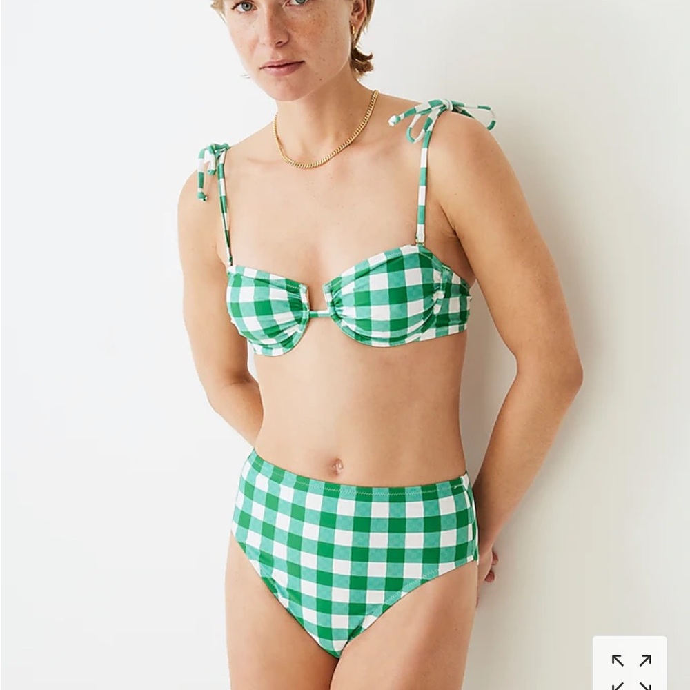 Jcrew sold out bikini gingham style 32a bra top and small bottoms